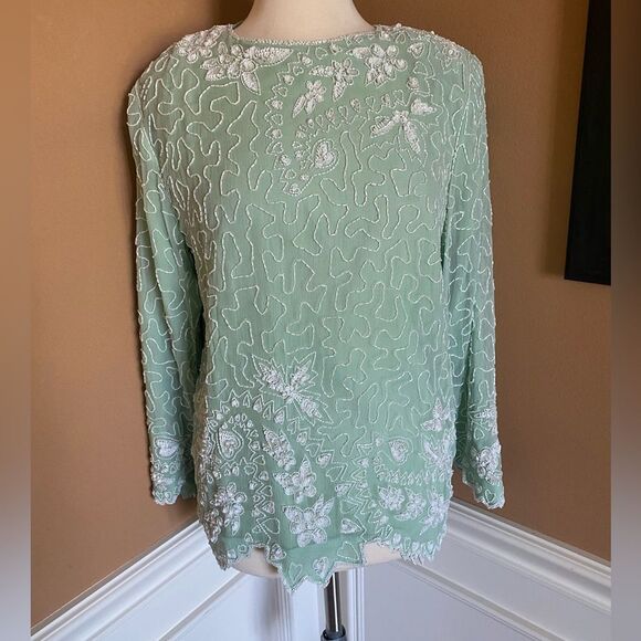 Scala Vintage Silk Beaded Dress Set NWT RARE L - Picture 8 of 8